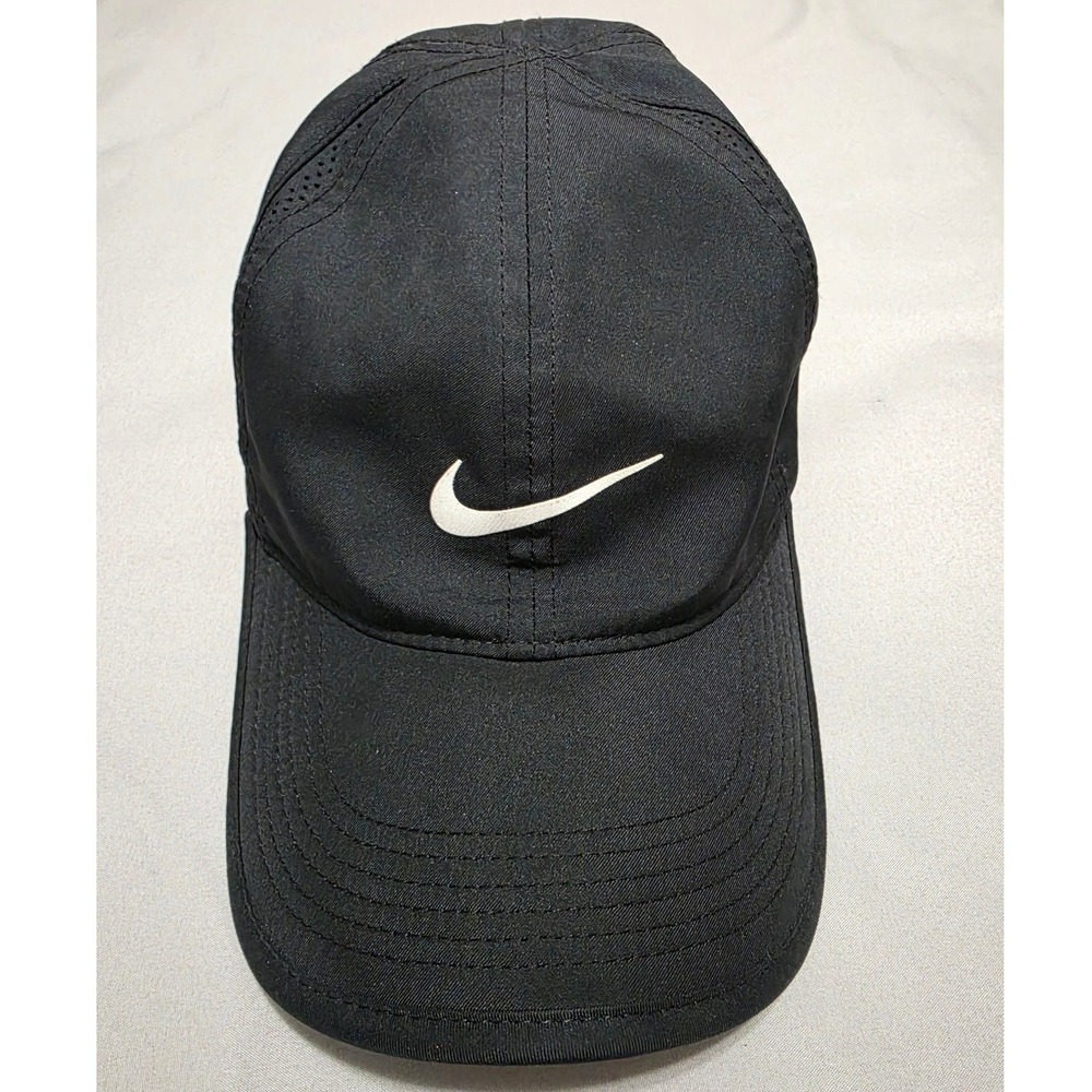 Nike AeroBill Featherlight Dri-FIT Hat Men OSFM Black Adjustable Running Cap